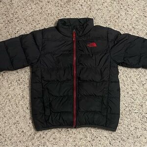 The North Face Kids Black Puffer Jacket with Red Zipper